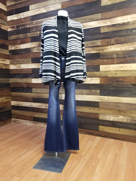 Grey Black Striped Cardigan