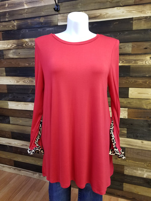 Red Leopard A-Line Shirt (Plus Size Available)