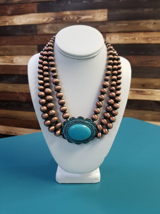 Copper Navajo Pearl Necklace Set